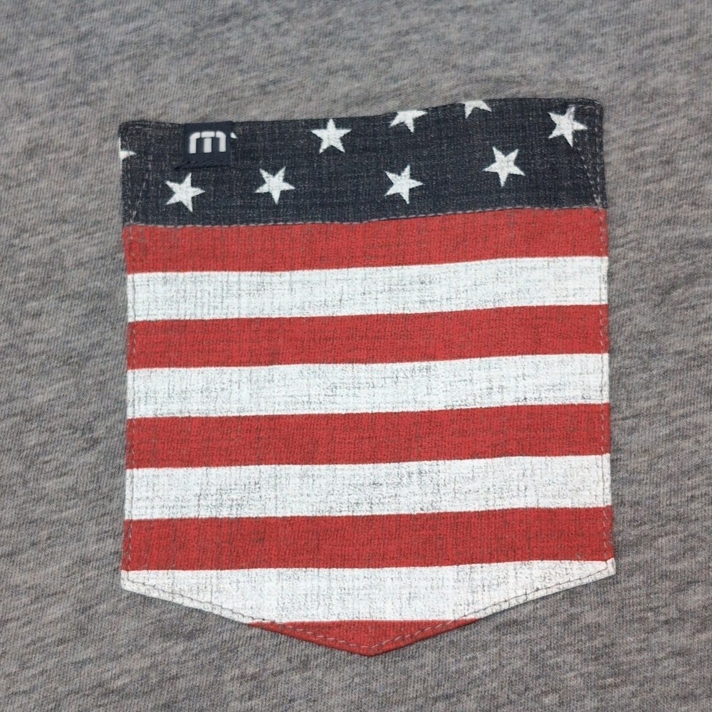 Travis Mathew American Flag USA Pocket T-Shirt Mens XL Gray Pima Cotton NEW NWT - Picture 4 of 12
